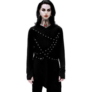 NWT Killstar Corrosion Hooded Top Goth Punk Straps Asymmetrical Long Sleeve S